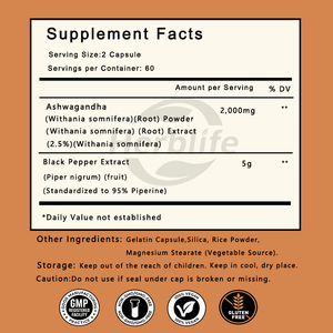 Cápsulas de Ashwagandha de Marca Privada OEM para Energía, Estado de Ánimo y Sueño, Suplemento Vegano, Sin OMG, Sin Gluten - Product Image 2