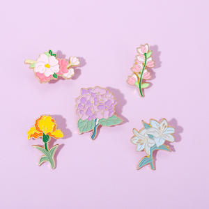Renkli çiçek emaye Pin bitki zambak şeftali çiçeği broş yaka sırt çantası şapka kazak yaka Pin - Product Image 5