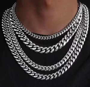 Hip Hop Stainless Steel 3D Cuban Link <b>Chain</b> with Zirconia Buckle <b>Titanium</b> Steel Necklace & Bracelet - Product Image 1