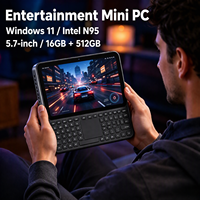 Laptop Genggam Saku Kecil 5.7 Inci Laris Manis, Windows 11 Intel N95 16+512GB SSD Layar Sentuh, Cocok untuk Pendidikan Pelajar