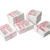 Élégantes boîtes cadeaux blanches avec ruban rose - Parfaites pour les cadeaux de mariage, les biscuits, les bonbons, les baby showers et l'emballage de desserts