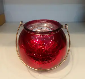 Portacandele in vetro per soggiorno con vaso a bolle di vetro creativo nordico con manico in metallo