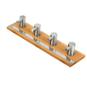 Gancho De Toalha De Banho Black Heavy Duty Adesivo Pendurado Cabide Prateleira De Toalha De Bambu Ganchos De Parede Do Banheiro - Product Image 1