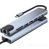 Base de Conexión USB-C 8 en 1 BAJEAL con Aleación de Aluminio, Ethernet 4K 30Hz, USB 3.0, Carga PD, Garantía de 12 Meses para MacBook - En Stock