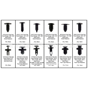 Auto Fastener Kit 240pcs Black Nylon <b>Clips</b> Rivets For Ford Honda Toyota Body Repair Parts - Product Image 3