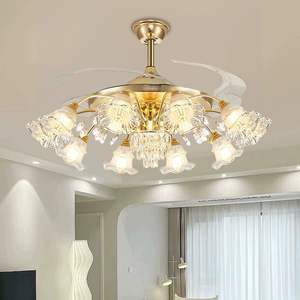 <span class=keywords><strong>Ventilador</strong></span> de <span class=keywords><strong>Techo</strong></span> Inteligente LED Tricolor con Luz y Control Remoto para Dormitorio, Estilo Europeo Americano - Product Image 2