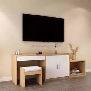 Minimalist Hotel Room Furniture Set King Bed with Panel Headboard Nightstand <b>Storage</b> Desk TV Unit for Budget Hotel Bedroom Sets - Product Image 3