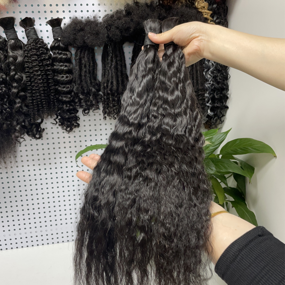 Vast Hair KAMA Wholesale Raw Human Hair Braiding Bulk Hair Natural Black Wet and Wave Curl Boho Knotless Human Braiding Hair Bundles thumbnail 1
