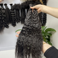 KAMA Cheveux humains bruts en gros pour tressage, cheveux en vrac noir naturel, bouclés effet mouillé et ondulé, style bohème, sans nœuds, lots de cheveux humains pour tressage