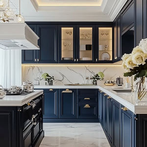 خزانة مطبخ عصرية من الخشب الصلب مع باكسبلاش بتخصيص مباشر من المصنع، طقم دواليب مطبخ للمنزل بالكامل والشقق - Product Image 5