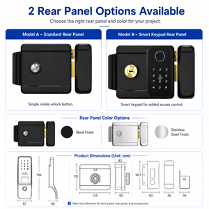 Serrure de porte intelligente Tediton, Cerradura Inteligente Digital Matter, reconnaissance faciale 3D, empreinte digitale, Tuya WiFi, pour extérieur, portail <span class=keywords><strong>en</strong></span> fer, OEM - Product Image 3