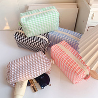Coloré coton dames trousse de maquillage voyage à la mode pour le stockage des articles de toilette fermeture éclair Logo personnalisé couleur bonbon sac de rangement cosmétique