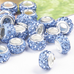 Composants de bijoux plaqués or 18 carats, vente en gros, tendance 2025, perles en cristal à grand trou, entretoises en strass d'argile, noir, blanc, rose, bleu - Product Image 5