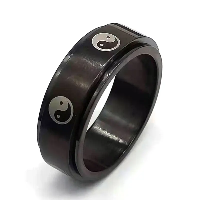 Yin Yang — bague rotative pour hommes, anneau en acier inoxydable, nouvelle collection 2021