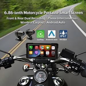 Caméra de tableau de bord <span class=keywords><strong>moto</strong></span> HD 1080P étanche à double objectif (avant et arrière) avec enregistreur de conduite, moniteur de stationnement et détection de pression des pneus TPMS - Product Image 1