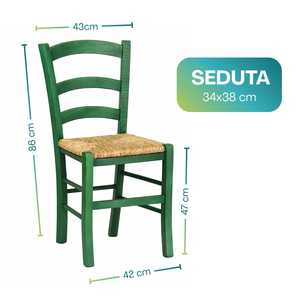 Sedia Rustica in Legno Azzurra con Seduta in Paglia 43x42x86 Cm, Robusta e Tradizionale per Casa e Cucina - Product Image 2