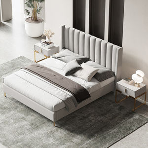 Lits modernes en bois MDF avec cadre en velours, taille king et <span class=keywords><strong>queen</strong></span>, avec matelas à ressorts, table de chevet pour les personnes âgées, prix d'hôtel bon marché - Product Image 5