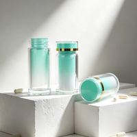 Bouteille en plastique PS à double paroi de 45 ml, 60 ml, 90 ml, conteneur de pilules en acrylique haut de gamme pour les compléments alimentaires, emballage de vitamines