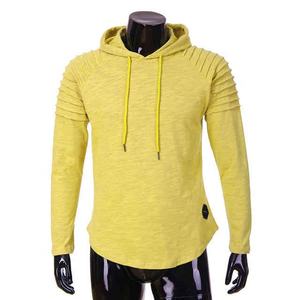 Brown plain men pullover hoodie casual winter season color block hoodie - Product Image 3