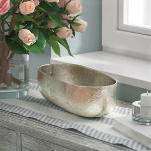 Cuenco de aluminio con forma ovalada para frutas, tazón de frutas con forma de barco de niquelado de último diseño, para mesa, tazón de flores único - Product Image 2