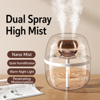 Nouvel humidificateur créatif au design Saturne, 3L, double pulvérisation, USB, grande capacité, silencieux, pour la maison, la chambre, le bureau, avec veilleuse