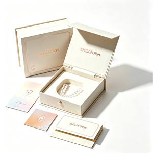 Smileform Eco-Friendly Orthodontic Aligner Box Rigid Magnetic Closure Ivory Board Four-Color Printed Hot Stamping Logo Foldable - Product Image 1