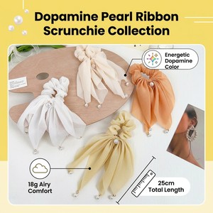 Shily&OS Venta al por Mayor de Lazos para el Cabello con Perlas, Lazos de Satén de Colores, Scrunchies para Mujer, Elegantes Coleteros Elásticos Estilo Francés - Product Image 1