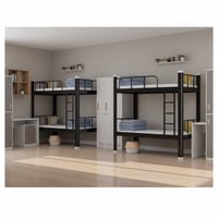 Lit superposé double empilable et séparable de taille standard, avec cadre métallique moderne et rangement pliable, idéal pour les dortoirs scolaires