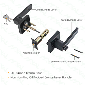 Tubular Latch <strong>Black</strong> square Lever Lever <strong>Door</strong> <strong>Knobs</strong> for Interior <strong>Door</strong> Lock <strong>Door</strong> Lever Bathroom <strong>Black</strong> - Product Image 5