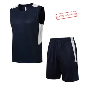 Combinaison de football bleu royal à séchage rapide, gilet et short, maillot d'équipe, vente directe d'usine, nouvelle collection