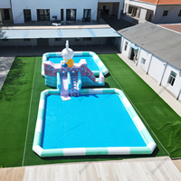 Château gonflable en PVC de lapin mignon avec zone d'entraînement d'obstacles toboggan aquatique de maison de rebond de mur d'escalade d'intérieur pour des occasions scolaires