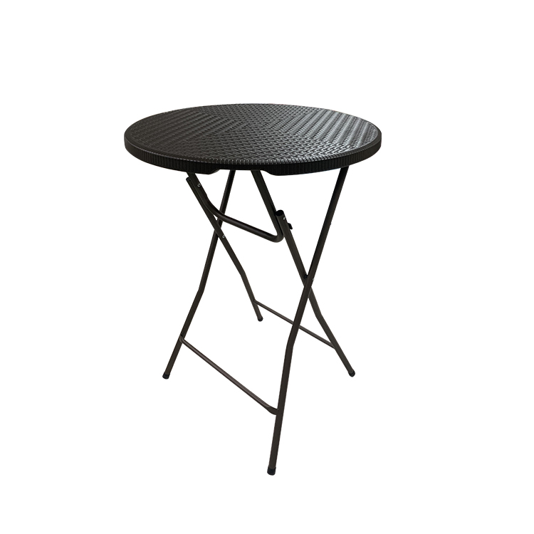 Tavolo Alto Da Bar In Polyrattan Tidyard – 120x60x110 Cm, Con Ripiani Portavino, Per Esterno E Giardino, Marrone/Grigio