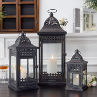 Ensemble de trois lanternes à bougie de Style rétro, pilier métallique, porte-bougie suspendu Portable pour la décoration de jardin extérieur