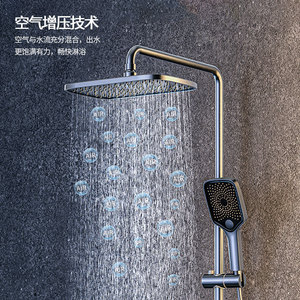All Copper Gunmetal Gray Thermostatic Shower <b>Set</b> Rainfall Head Single Handle Ceramic Valve Core - Product Image 1