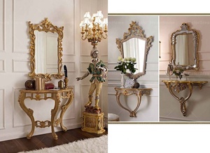 Set di Specchio <span class=keywords><strong>e</strong></span> Tavolo Console in Legno Intagliato Stile Rococò Antico - Product Image 6