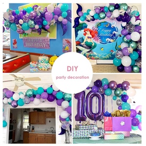 Suministros de celebración de <span class=keywords><strong>feliz</strong></span> <span class=keywords><strong>cumpleaños</strong></span> para niños, globos, guirnalda, artículos, decoraciones de <span class=keywords><strong>cumpleaños</strong></span> de sirena - Product Image 3