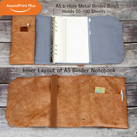 Carnet A5 personnalisé à trois volets, rechargeable, en Tyvek DuPont, avec plusieurs poches et bande élastique pour le travail quotidien et les affaires - AssurePrint