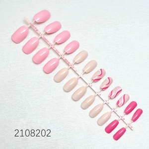 Diseño de tendencia 24PCS ABS DIY Manicura Uñas artificiales Encantador patrón cuadrado y de ataúd para arte de uñas - Product Image 6