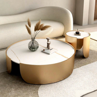 Table basse en marbre doré, style minimaliste nordique, célèbre sur internet, avec structure métallique, mobilier de maison moderne de luxe léger