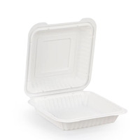 Conteneur alimentaire jetable en plastique à clapet de 9 x 9 pouces pour restaurant, avec couvercle à charnière
