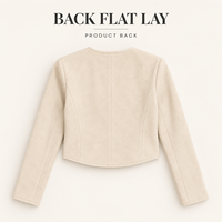 Veste courte personnalisée pour femme en jacquard subtil, col rond, fermeture éclair, manches longues, coupe ajustée, pour un style décontracté et urbain