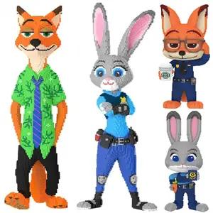 Tự làm 100cm điên động vật thành phố phim hoạt hình lắp ráp ma thuật Nick Wilde cáo Judy thỏ con số nhỏ đồ chơi gạch khối xây dựng Jumbo