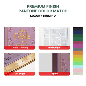 Usine d'impression de livres d'étude biblique efficace, vente en gros d'impression de Bibles chrétiennes, couverture compacte en cuir PU, impression de la Sainte <span class=keywords><strong>Bible</strong></span> - Product Image 2