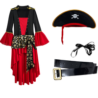 Costume d'Halloween pour femme adulte, costume de pirate rouge, capitaine Jack Sparrow, Pirates des Caraïbes