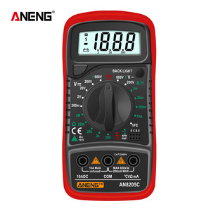 Multímetro Digital <span class=keywords><strong>ANENG</strong></span> AN8205C, <span class=keywords><strong>Amperímetro</strong></span> AC/DC, Voltímetro, Ohmímetro, Termopar, Pantalla LCD Retroiluminada, Portátil, 4 Dígitos, 10A, 600V, Bajo Consumo - Product Image 1