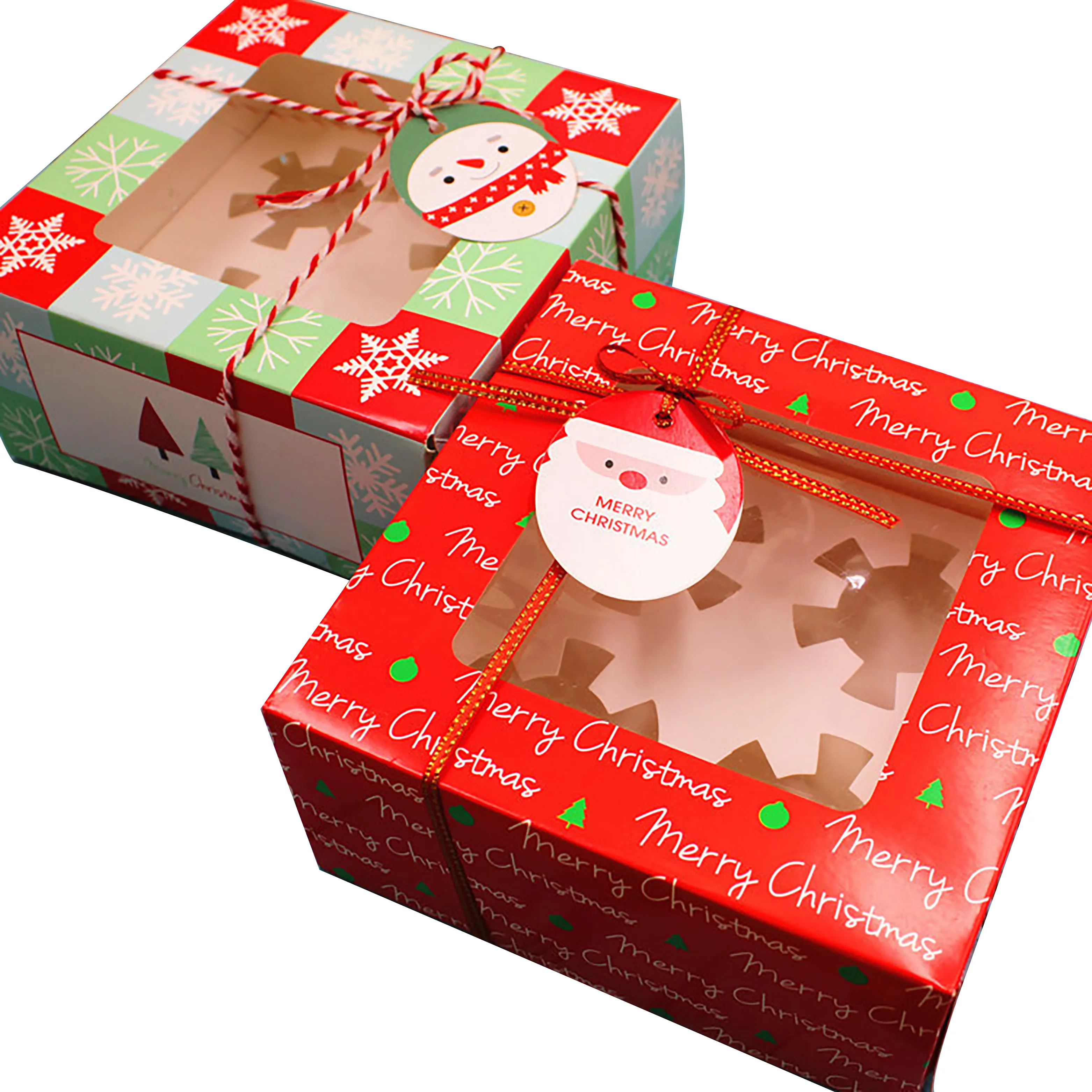 フグカードボックスケーキパッケージクラフト紙リサイクル可能なクリスマスカップケーキギブボックスクリアウィンドウミニケーキホワイト