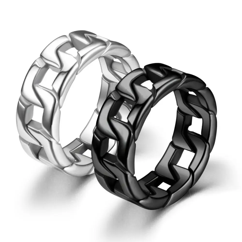 Eenvoudige Titanium Stalen Ringen Voor Mannen Persoonlijkheid Geometrische Zwarte Zilveren Kleur Mode Sieraden Ring Dagelijkse Accessoires