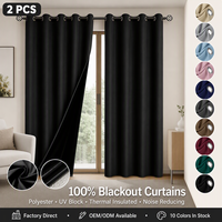 Cortinas Opacas con Pliegues y Ojales, Tela Laminada de TPU, 100% Poliéster con Bloqueo de Luz, Antipolvo, Modernas para Ventanas de Dormitorio