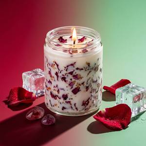 Bougie de luxe vintage parfumée aux plantes, en cire de soja, avec fleurs séchées, faite à la main, dans un bocal en verre, pour Pâques, Ramadan, décoration esthétique pour la maison, vente en gros - Product Image 1