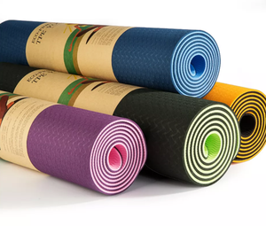 Tapis de sport antidérapant en TPE, écologique, uni ou bicolore, pour gym, yoga et exercices - Product Image 1